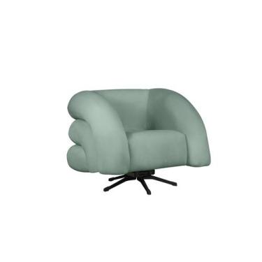 Imagem de Poltrona Base Giratória e Balanço Micheli Veludo Acqua - Mazzero Decor