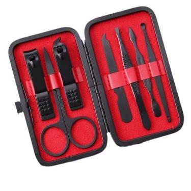 Imagem de Kit Cortador de Unha Portátil em Aço Inox - Manicure Estojo Preto Masc