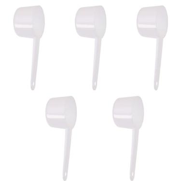 Imagem de ONLYKXY Colheres medidoras de plástico de cabo longo com proteína de café, colheres de leite em pó, colheres de utensílios de cozinha (5, branco, 20 g/40 ml)