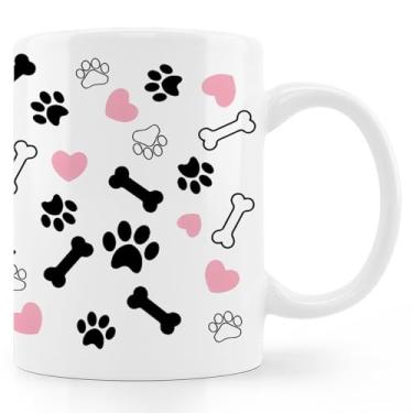 Imagem de uinwk Caneca de café Dog Mom, caneca de café de pata de cachorro, canecas de cachorro para amantes de cães, presentes para mães de cães, presentes de aniversário de Natal para mãe avó, amantes de