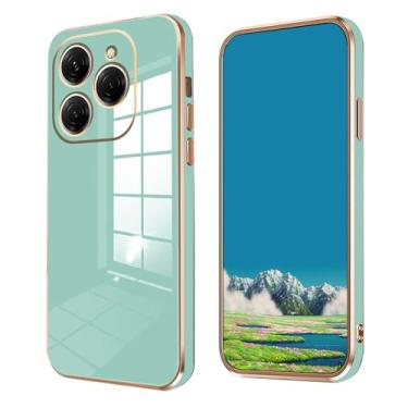 Imagem de Anlalish Compatível com Tecno Spark 20 Pro, capa de silicone à prova de choque, para Tecno Spark 20 Pro, capa de proteção fofa com revestimento fino (verde)