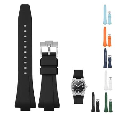 Imagem de Pulseira de borracha de liberação rápida de 12 mm para Tissot PRX Powermatic 80 40 mm, pulseiras de relógio de substituição com fivela para Tissot PRX Series - várias cores (preto)