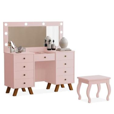 Imagem de Penteadeira Camarim Mila com Banqueta - Móveis Luapa, Rosê