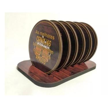Imagem de 6 Porta Descanso De Copos Madeira Bolacha Bar Boteco - HC Decorações