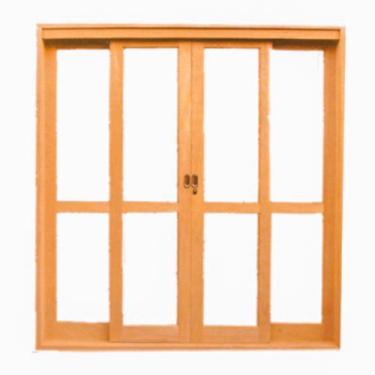 Imagem de Porta de Correr Panorâmica Reta 4 folhas em Madeira Maciça Cedro Arana