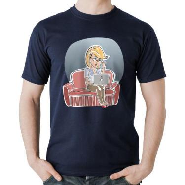 Imagem de Camiseta Algodão Home Office - Foca na Moda, Marinho, M