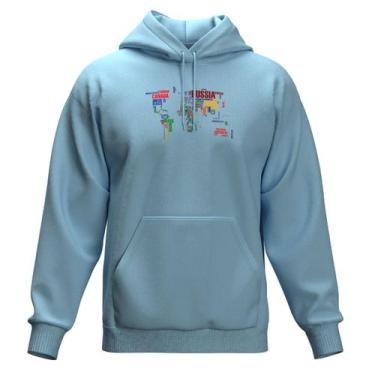 Imagem de Moletom Fechado Com Capuz Canguru - Relaxado, Azul bebe, M