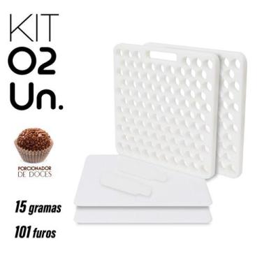 Imagem de Kit 2 Placa Porcionadora de Doces Brigadeiro 15g 101 Furos - Tribo Swe