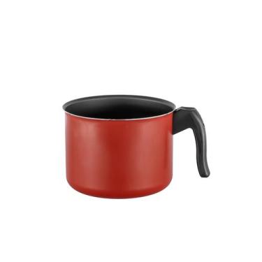 Imagem de Canecão 14 cm Fervedor Leiteira Caneco Teflon Vermelho Antiaderente 1.