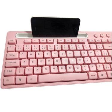 Imagem de Teclado Rosa para PC Notebook Macio Silencioso Lindo com suporte para 