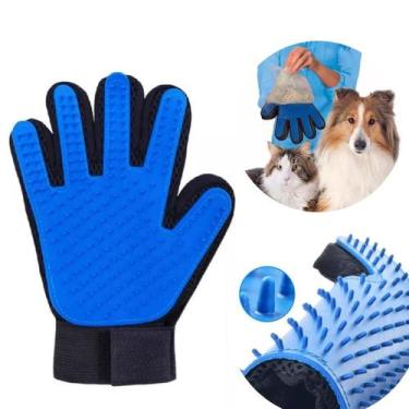 Imagem de Luva Escova Nano Magnética Tira Pelos Pets Cães & Gatos Azul Cor Azul 