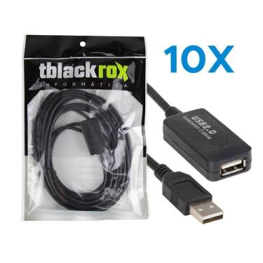 Imagem de KIT 10 Cabo Extensor Usb 2.0 High Speed Com Amplificador 5M - TBLACKRO