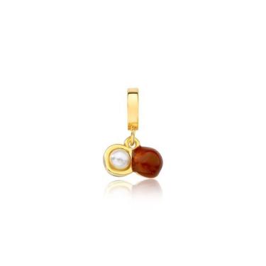 Imagem de Charm Macadâmia Pequena Esmaltada com Pérola e Revestimento Ouro - VL 