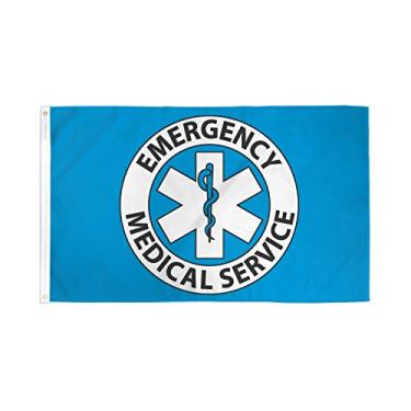 Imagem de AZ FLAG - Bandeira do Serviço Médico de Emergência dos Estados Unidos 3' x 5' - bandeiras médicas americanas 90 x 150 cm - Banner 3x1,5 m - Drapeau Emergency Medical Service des Etats-Unis