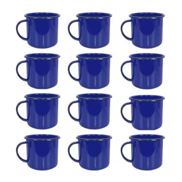 Imagem de Caneca Esmaltada Xicara Retro Antiga Azul 150ml - 12 Unidades