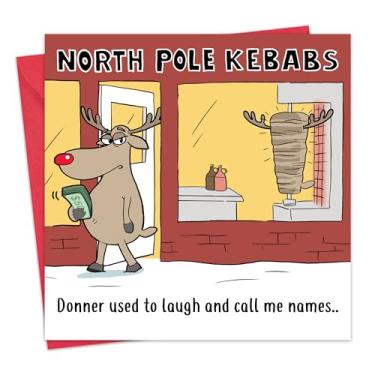 Imagem de Twizler Cartão de Natal engraçado Donner Kebab - Cartões de Feliz Natal Engraçados - Cartão de Natal - Cartão de Natal Masculino para Marido Pai Filho - Cartão de Natal Feminino para Sua Esposa Mãe