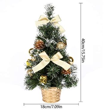 Imagem de Árvore de Natal Artificial de Mesa Mini árvore de Decoração Com Luz LED para Reunião de Família No Dia de Natal (Dourado)