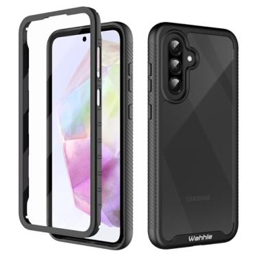 Imagem de wahhle Compatível com Samsung Galaxy A56/A36, protetor de tela integrado, à prova de choque, slim fit, capa protetora para celular para Samsung A36/A56 5G masculino e feminino preto/transparente
