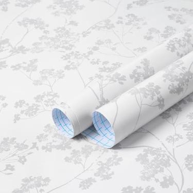 Imagem de Guvana Papel de parede removível para banheiro, quarto, moderno, boêmio, floral, papel de parede adesivo para armários e gavetas, à prova d'água, vinil 43 x 78 cm