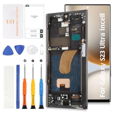Imagem de Olivechard Tela de reposição InCell S23 Ultra Display (sem função de impressão digital) com moldura preta Phantom para Samsung Galaxy S23 Ultra SM-S918B/U/U1/W Montagem digitalizador de tela LCD