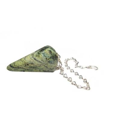 Imagem de Pêndulo Pedra Crisotilo Natural Lapidação Sextavado - CristaisdeCurvel