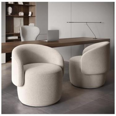 Imagem de Kit 2 Poltronas Cadeiras Decorativa Feijão Curvo Orgânica Bouclê Bege Luxo
