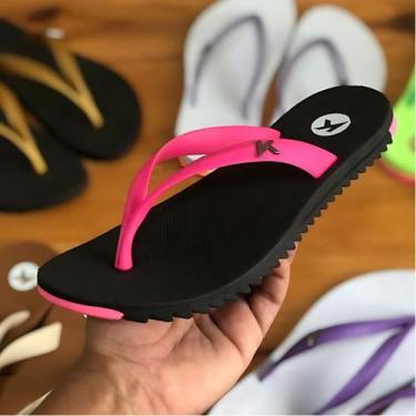 Imagem de Chinelo Sandália Lançamento Feminino 2024 - BrendaShoes, Preto rosa, 3