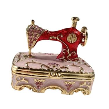 Imagem de UGPLM Jóias Organizador de Jóias Trinket Caso Arte Ornamento da máquina de costura de caixa de armazenamento para lojas Anel de cômoda de janela da loja, Rosa