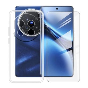 Imagem de HGJTFANY Capa de celular para Vivo X200 Pro (6,7 polegadas) com protetor de tela de vidro temperado, ultrafina, transparente, à prova de choque X antiarranhões, capa de silicone macio para Vivo X200