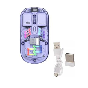 Imagem de Mouse Sem Fio Slim Bluetooth Recarregável com LED RGB – Silencioso, Design Ergonômico, Conexão Dual Bluetooth 5.0/USB 2.4GHz Premium Compatível com PC Notebook e MacBook (Branco)