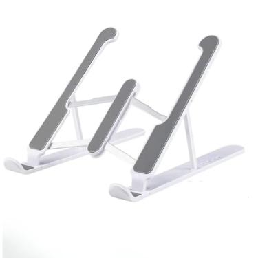 Imagem de Suporte Ergonômico Ajustável para Notebook, Dobrável, Portátil Altura Regulável Mesa Escritório Universal (Branco)