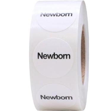 Imagem de Adesivos de tamanho de roupas de recém-nascido círculo branco para roupas de varejo 0,75 polegadas 500 etiquetas adesivas no total