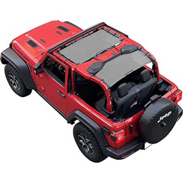 Imagem de Shadeidea JL Protetor solar para Jeep Wrangler 2 portas (2018-2023), frente e traseira - capa Wrangler de tela de malha cinza, bloqueador de UV com bolsa de garra - 10 anos de garantia