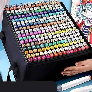 Imagem de Marcadores de ponta dupla de álcool de 80 cores, canetas marcadoras de arte com porta-canetas, conjunto de marcadores permanentes de esboço para crianças, adultos, colorir, pintar, esboçar PREMIUM