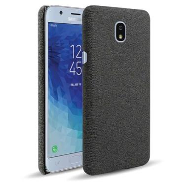 Imagem de Capa para Samsung Galaxy J7 2018,Capa desenhada em lona,Case Protetora Ultrafina com Empunhadura Macia,Design em Tecido Antichoque e Antiarranhões-Black