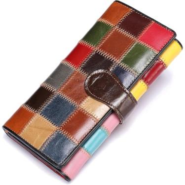 Imagem de MASIWEI Genuine Leather Patchwork Wallet for Women Multicolor Trifold Wallets Ladies Card Holder Money Organizer with Coin Purse