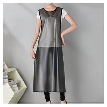 Imagem de Avental impermeável preto para mulher, avental de lavagem, avental longo de trabalho, avental para lavar pratos, avental de chef, avental de barbeiro, 117 x 75 cm (46,1 x 29,5 polegadas)