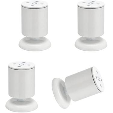 Imagem de XWZFFAI Conjunto de 4 pernas metálicas brancas para móveis, pés cilíndricos resistentes, pernas de sofá ajustáveis de aço inoxidável, elegante e bonito, rolamento de peso: 200 kg/8 cm/3,1 pol