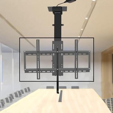 Imagem de CUTPOIY Suporte de parede de TV motorizado para TV, suporte de teto ajustável para TV, com design de controle remoto e interruptor para TVs de 26 a 70 polegadas
