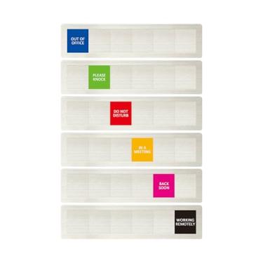 Imagem de Placa de porta de privacidade, não perturbe/Please Knock/Out of Office/In a Meeting/Back Soon/Working Remotely Sign that lets others know whether you're available or not for office - Prata escovada