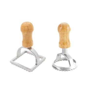 Imagem de Cortador Biscoito Massa Ravioli Redondo Quadrado Aluminio 2un - MIMO