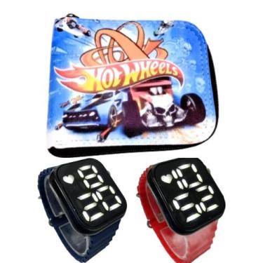 Imagem de Carteira infantil masculino Hotweels e relógio digital smart a prova d