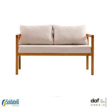 Imagem de Sofá Samba Bouclé Bege em Madeira Pinus Mel - Daf