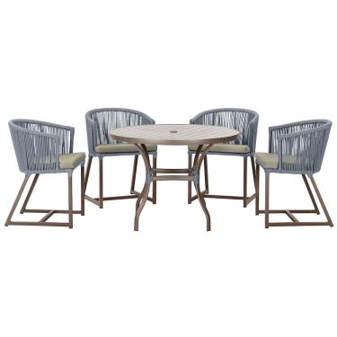 Imagem de Mesa com 4 Cadeiras de Jantar Roma 100cm e Noronha em Aluminío