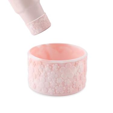 Imagem de Bota de silicone gradiente floral para Stanley Cup 340.2-1,134.0 g serve para 2,95 polegadas de diâmetro inferior, protetor de garrafa de água antiderrapante para acessórios de copo (rosa e branco)