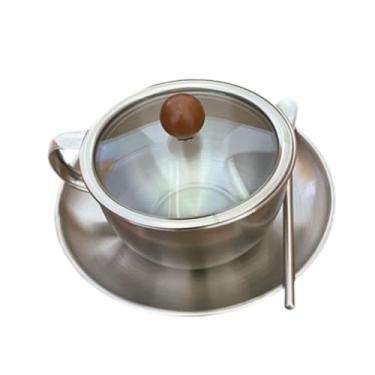 Imagem de WeiLaiKeQi Conjunto de xícaras de café de aço inoxidável com tampa 300ml para sopa, chocolate quente, chá, expresso, caneca de café para restaurantes, viagens,