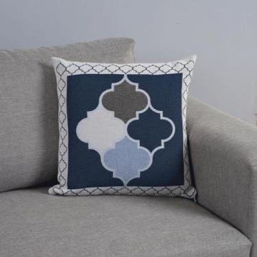 Imagem de Capa de Almofada Grécia Jacquard 45x45cm Estampa Frente e Verso com Zíper (Azul)