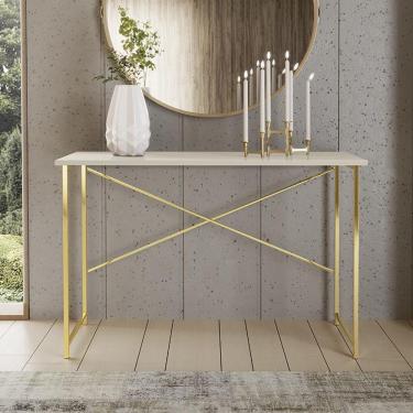 Imagem de Aparador 90 Cm Estilo Industrial Dourado Off White