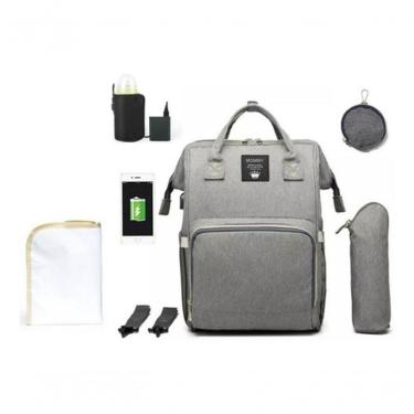 Imagem de Mochila Maternidade Cinza Com Aquecedor Usb Original Mommy
