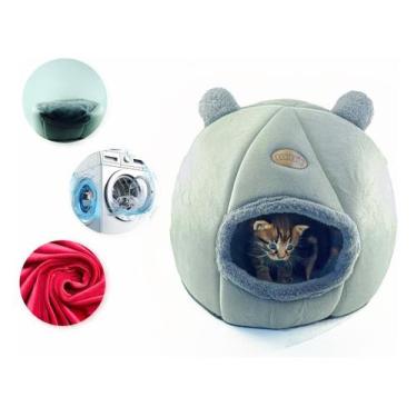 Imagem de Caminha Iglu Gato Cama Pet Toca Dobrável Lavável Algodão - Casa Canton